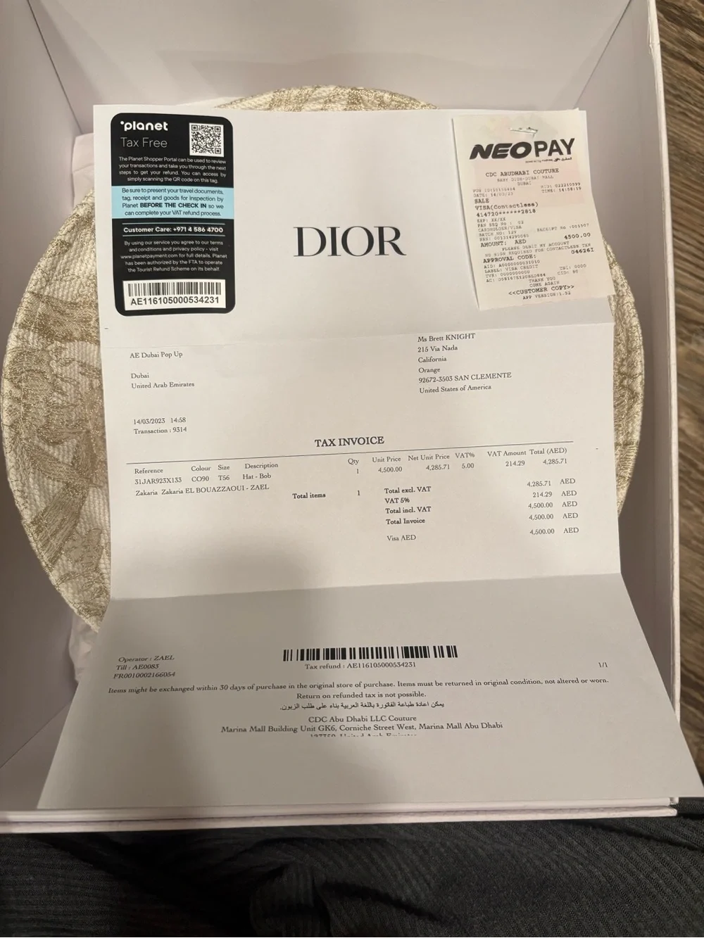 Dior Cream Toile de Jouy Embroidered Band Bucket Hat